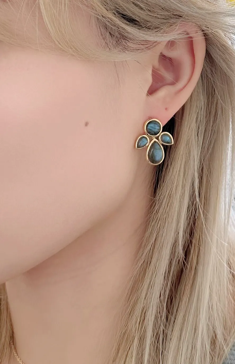 Amare Wear Statement Labradorite Angel Leaf Studs