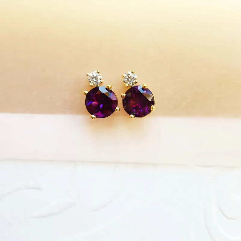 Amethyst and Diamond Accent Studs