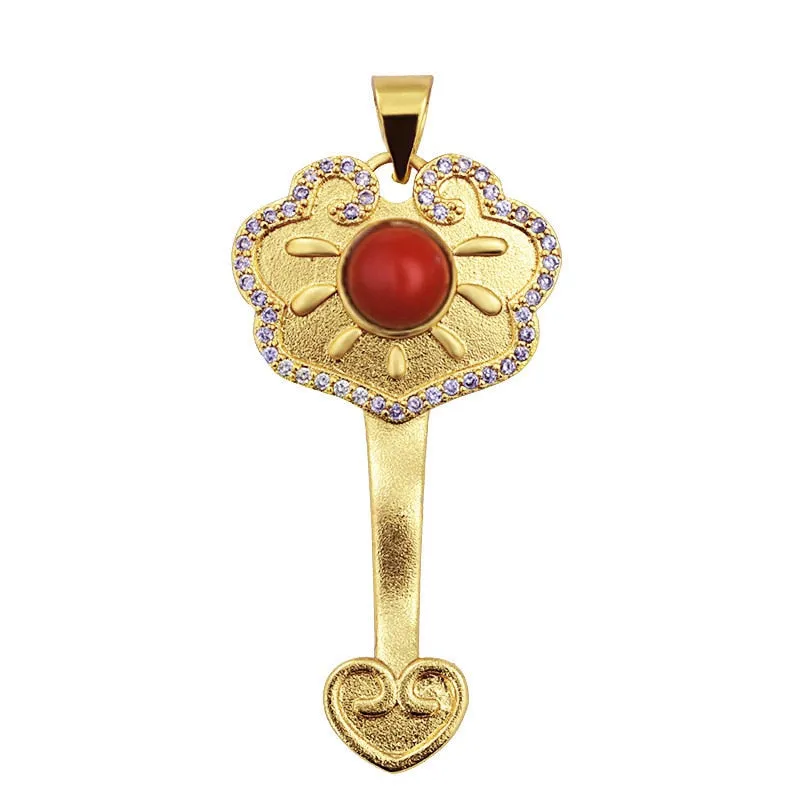 Ancient Gold Craft Luxury ethnic style Ruyi Lock Necklace