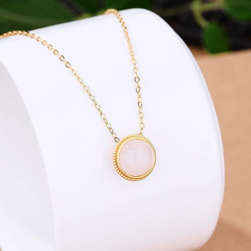 Ancient gold craftsmanship inlaid with Natural Hetian White Jade necklace