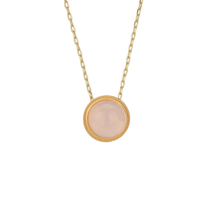 Ancient gold craftsmanship inlaid with Natural Hetian White Jade necklace