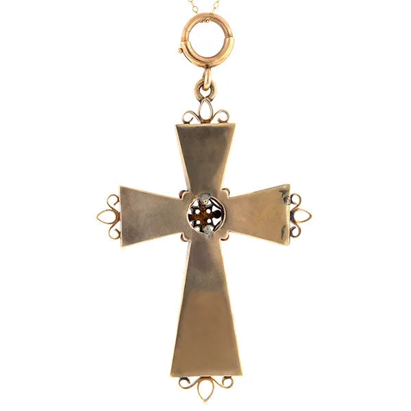 Antique Victorian Pearl & Onyx Cross