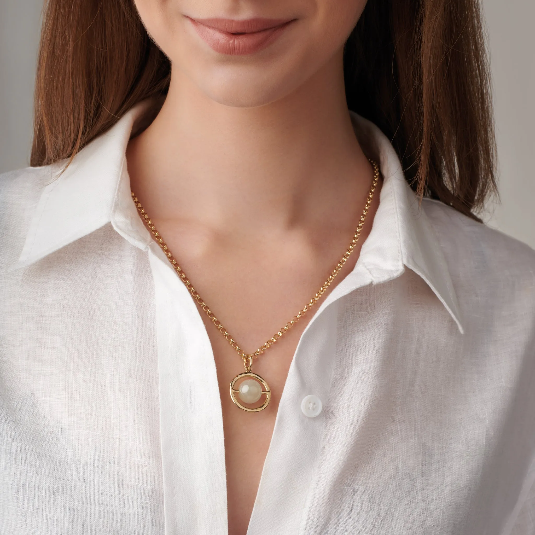 Archipelago Necklace Pendant Yellow Gold - Pearl
