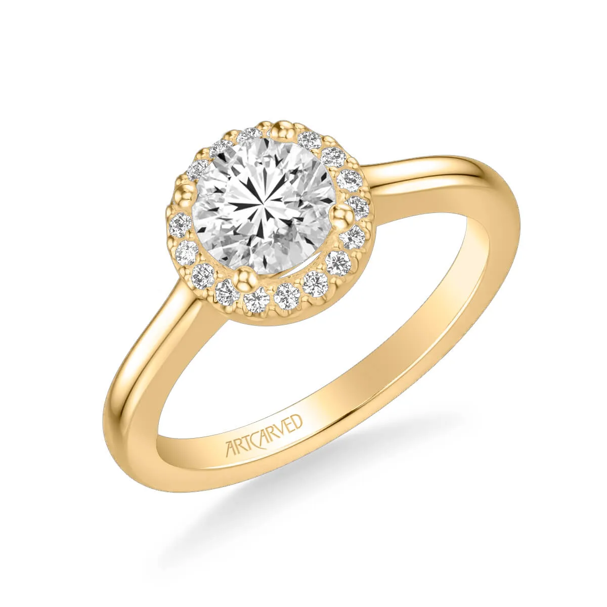 Artcarved "Allison" Halo High Polish Shank Diamond Engagement Ring