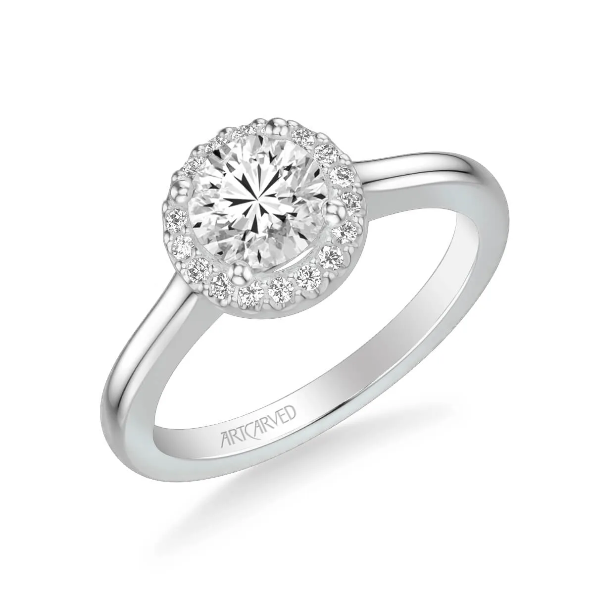 Artcarved "Allison" Halo High Polish Shank Diamond Engagement Ring