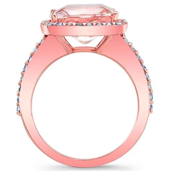 Barkev's Cushion Cut Morganite Halo Diamond Engagement Ring