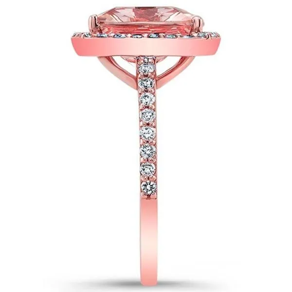 Barkev's Cushion Cut Morganite Halo Diamond Engagement Ring