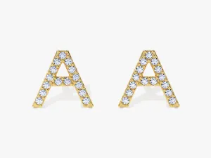Birthstone Initial Stud Earrings - Gold Vermeil