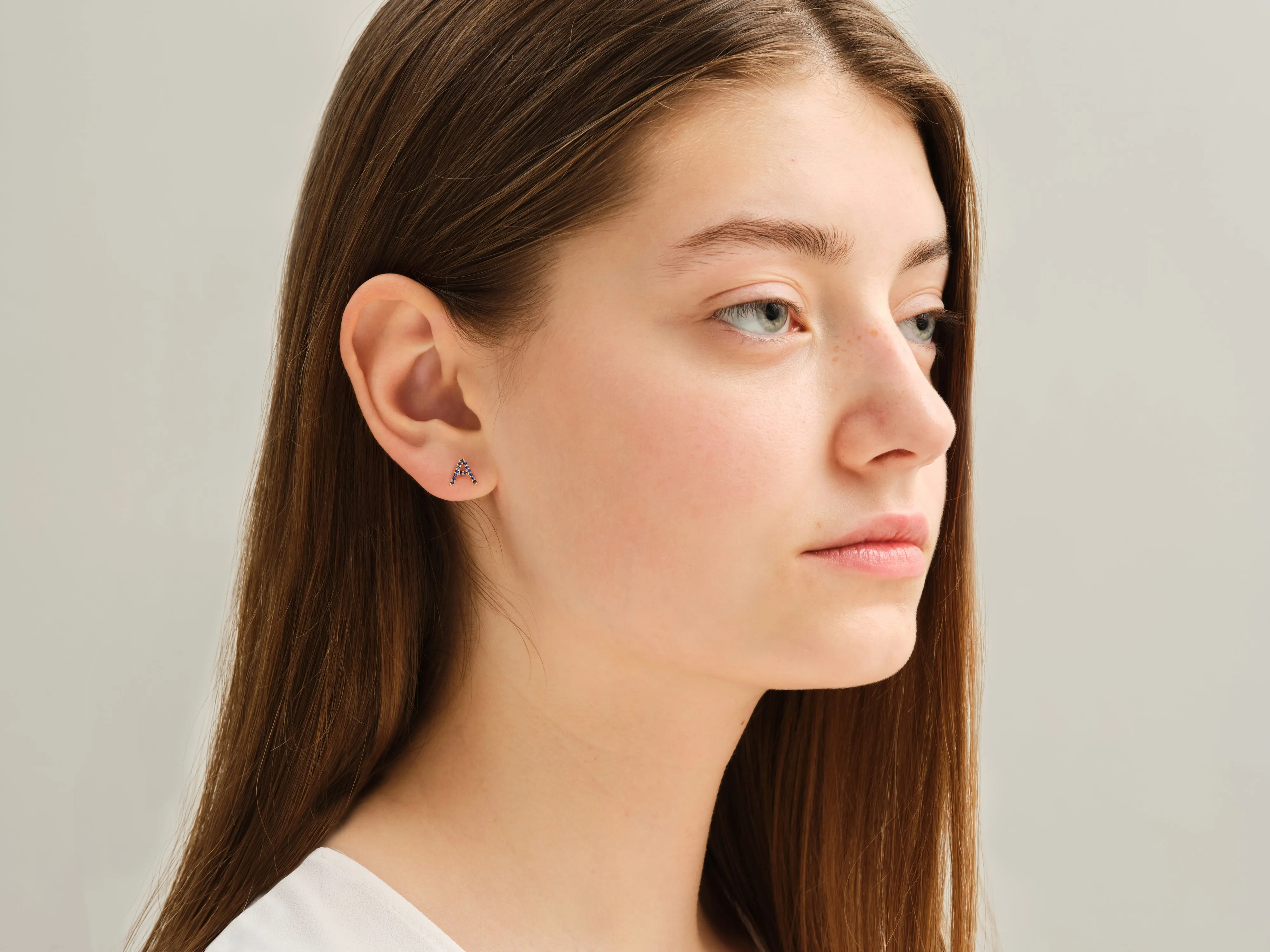 Birthstone Initial Stud Earrings - Gold Vermeil