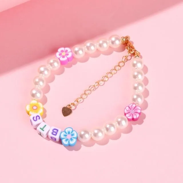 BTS Beaded Pearl Bracelet💜