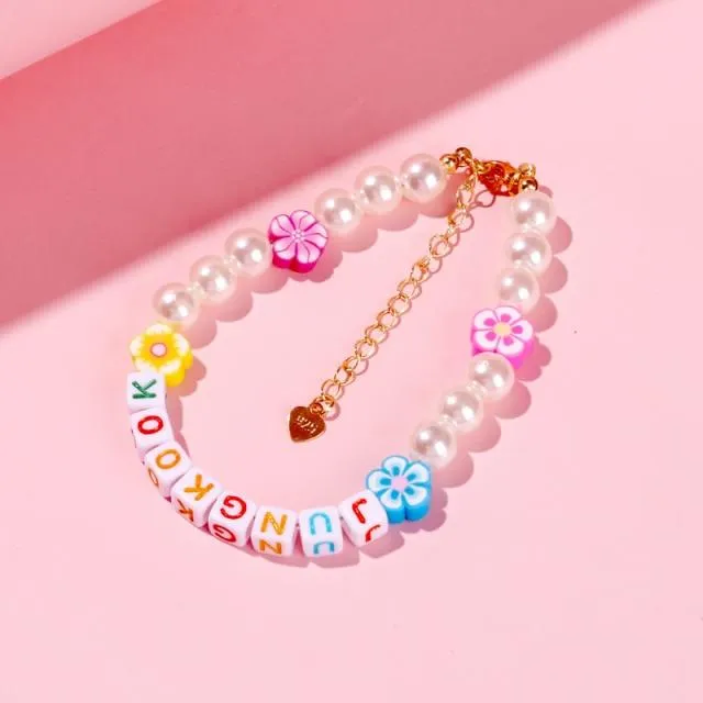 BTS Beaded Pearl Bracelet💜