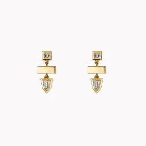 Bullet Gold Bar Diamond Earrings