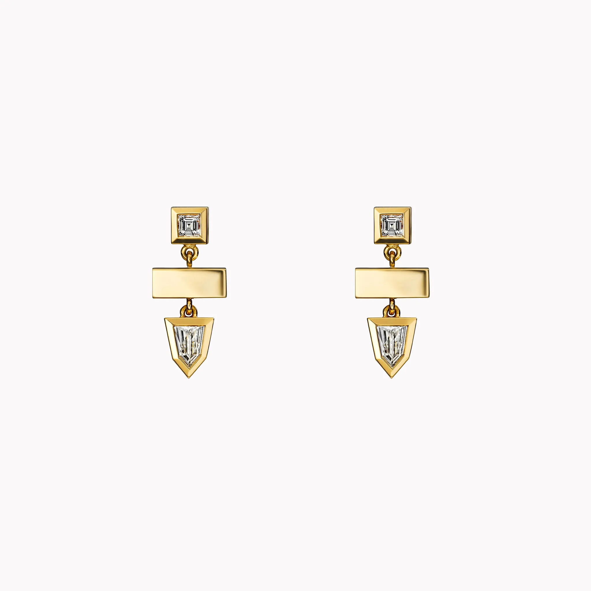 Bullet Gold Bar Diamond Earrings