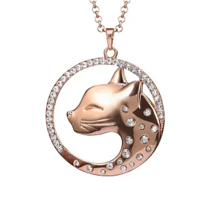 Cat Leopard Head Pendants Gold-Color Necklace