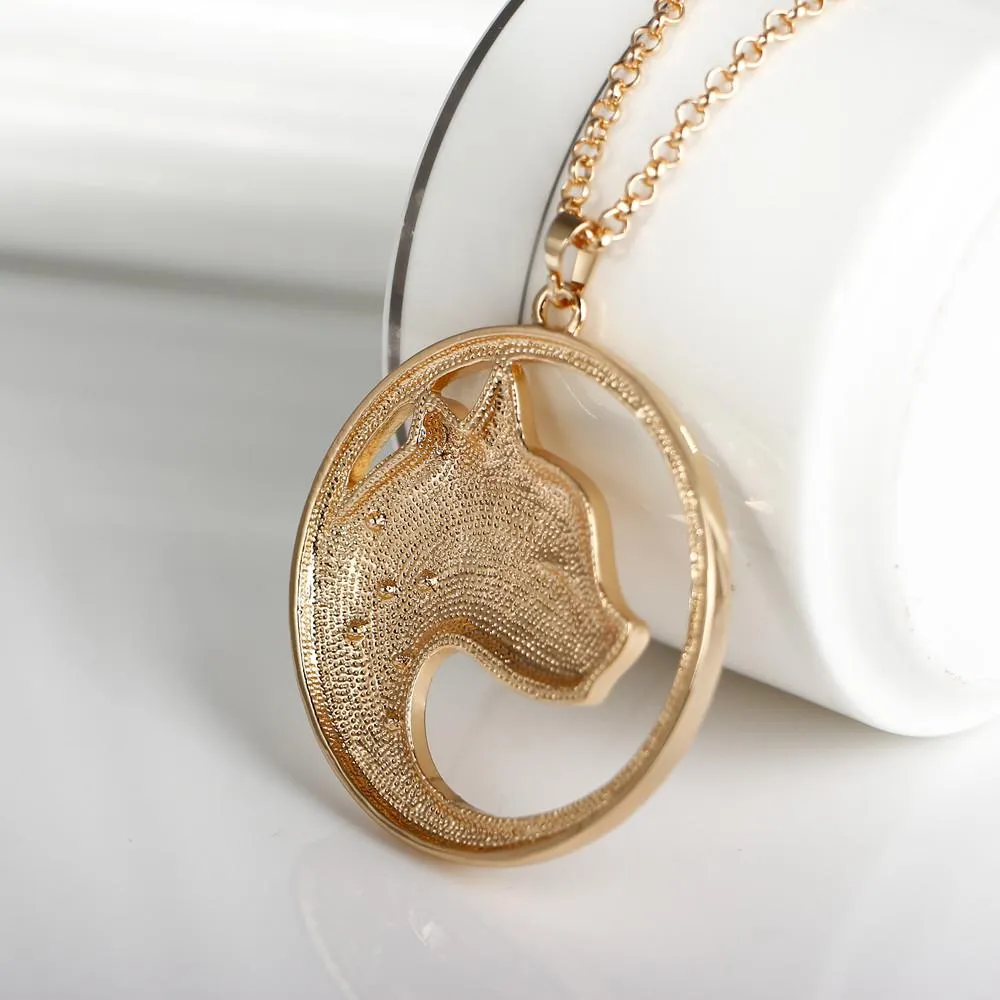 Cat Leopard Head Pendants Gold-Color Necklace