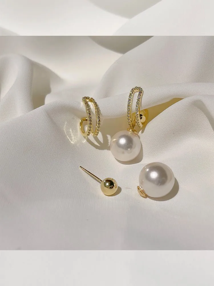 Chameleon|Pearl and Gold Changeable Earrings