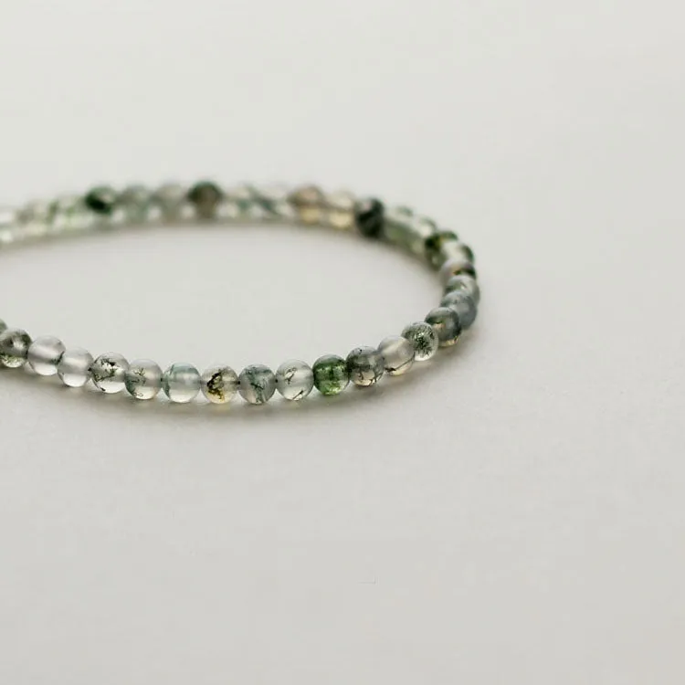 Charm Elastic Healing Agate Bead Bracelets With Sterling Silver For Women