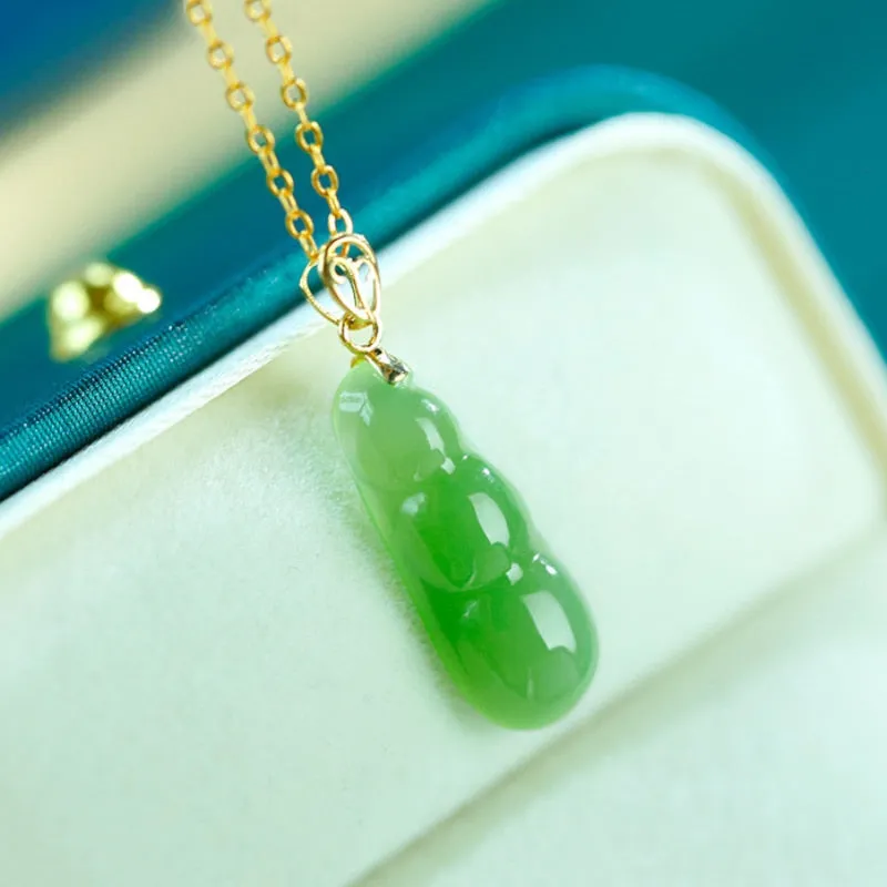 Classic new in Natural Hotan jasper beans necklace Simple and elegant pendant