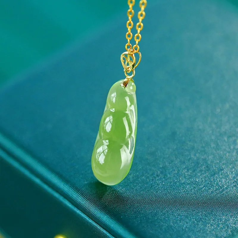 Classic new in Natural Hotan jasper beans necklace Simple and elegant pendant