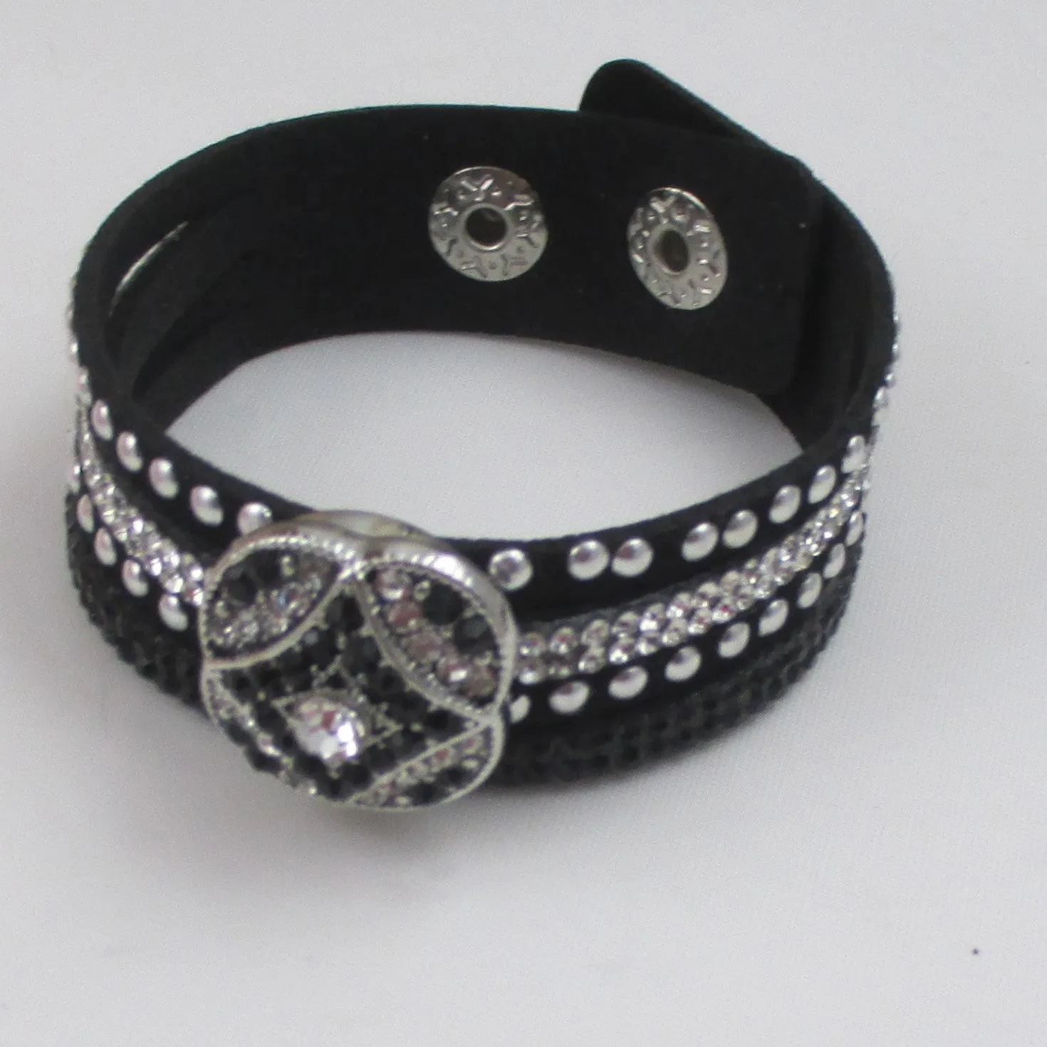 Crystal Multi-strand Leather Cuff Bracelet