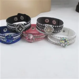 Crystal Multi-strand Leather Cuff Bracelet