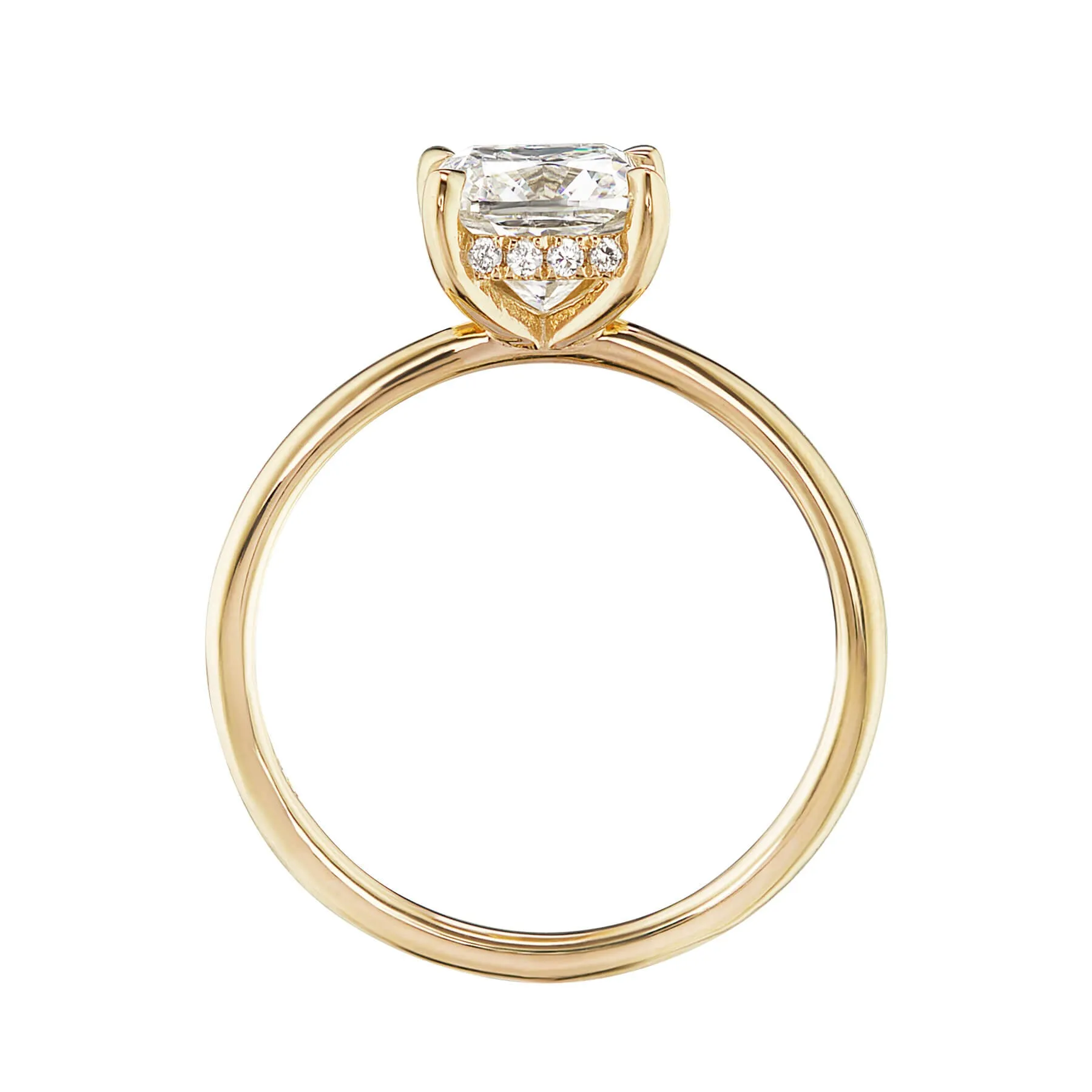 Cushion Cut Hidden Halo Engagement Ring
