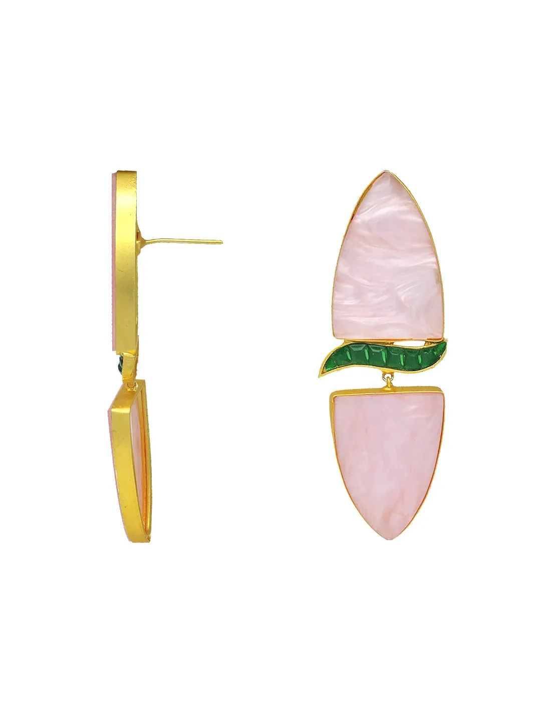 Cylinder Wave Earrings | Green & Raspberry