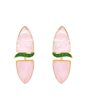 Cylinder Wave Earrings | Green & Raspberry