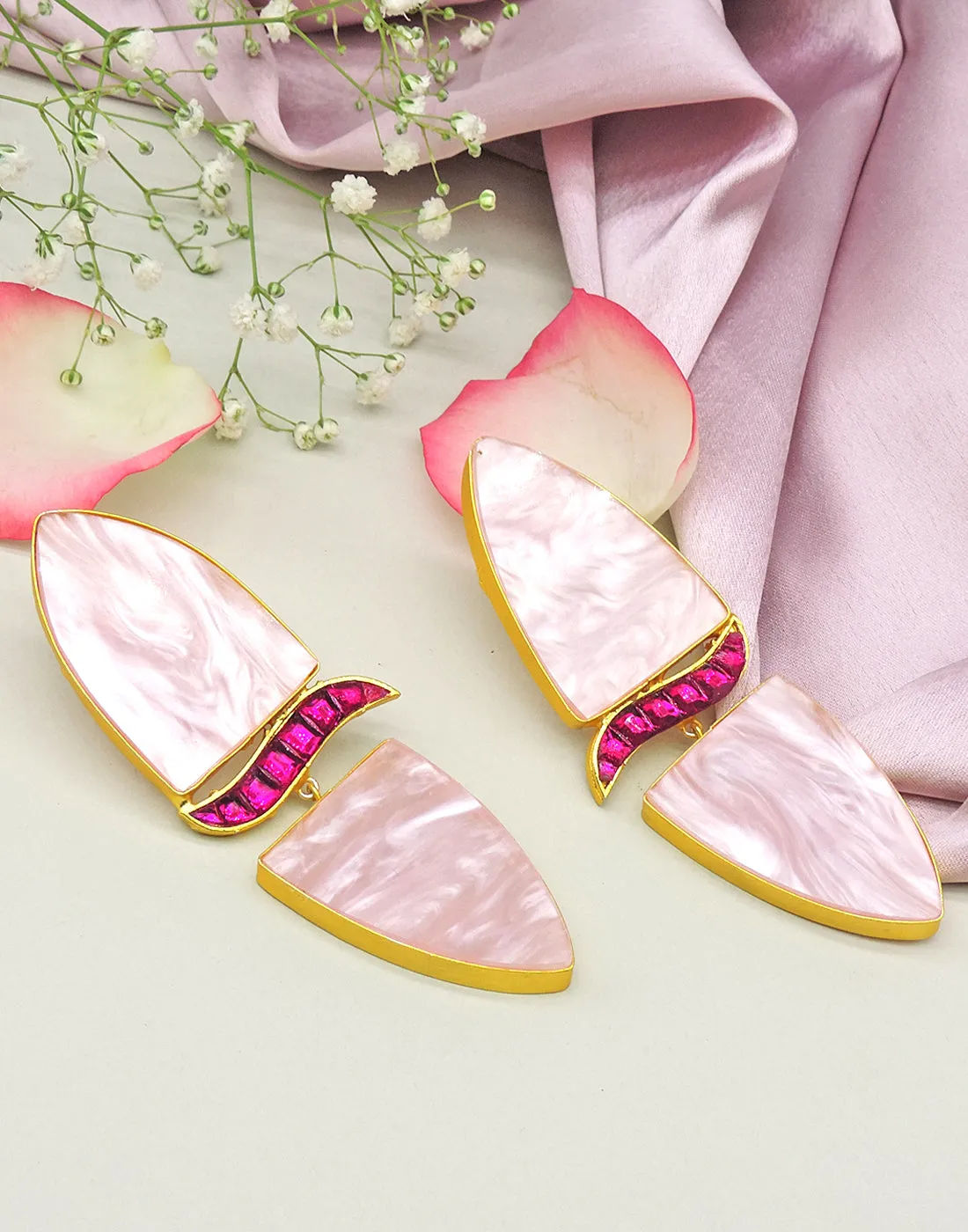 Cylinder Wave Earrings | Green & Raspberry
