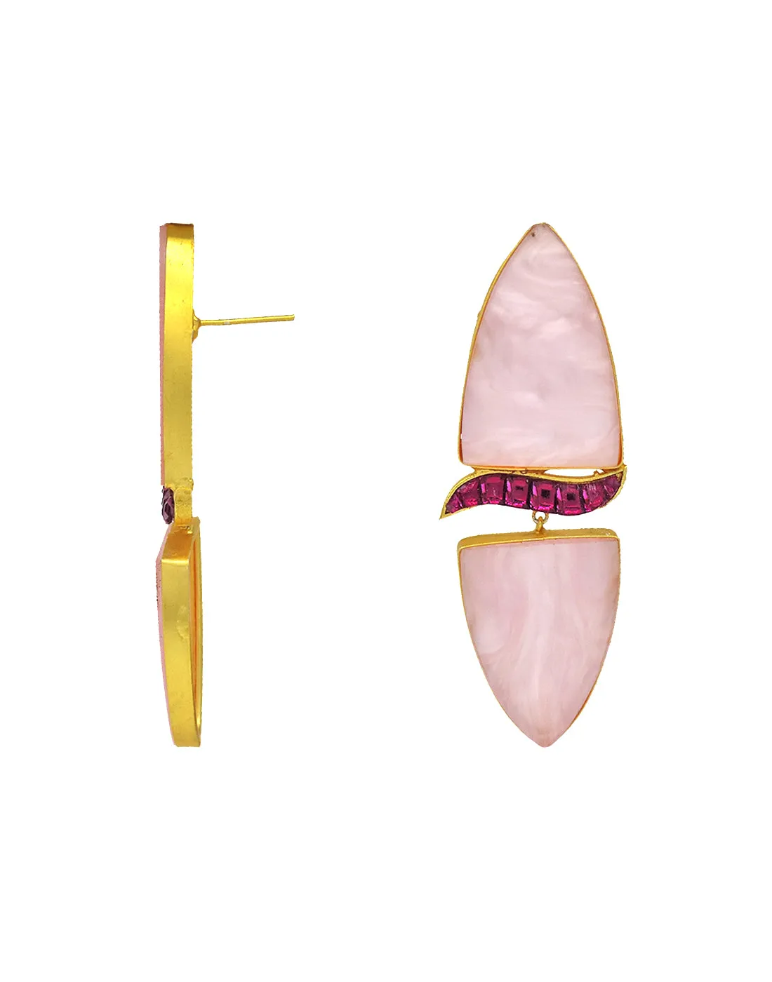 Cylinder Wave Earrings | Green & Raspberry