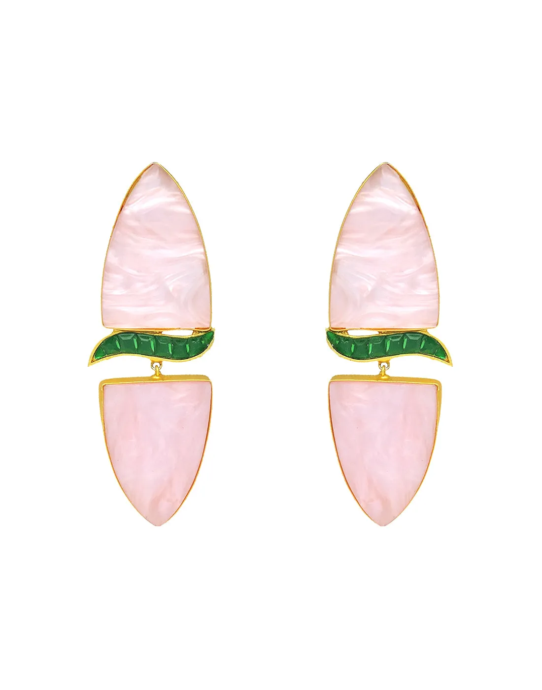 Cylinder Wave Earrings | Green & Raspberry