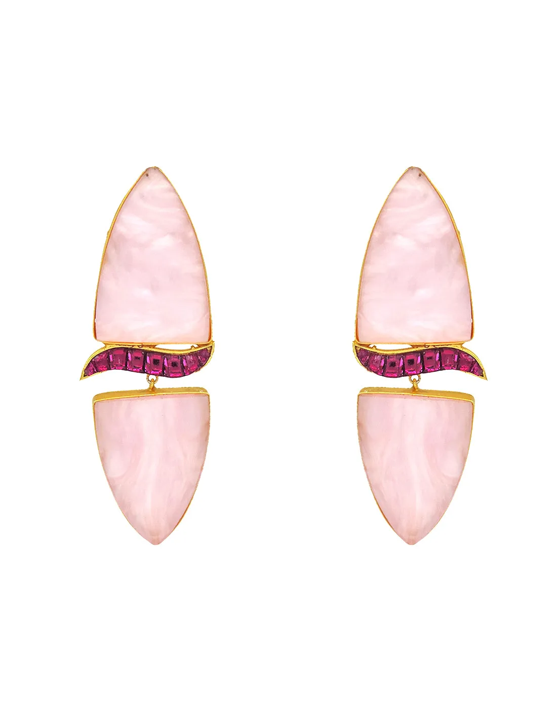 Cylinder Wave Earrings | Green & Raspberry
