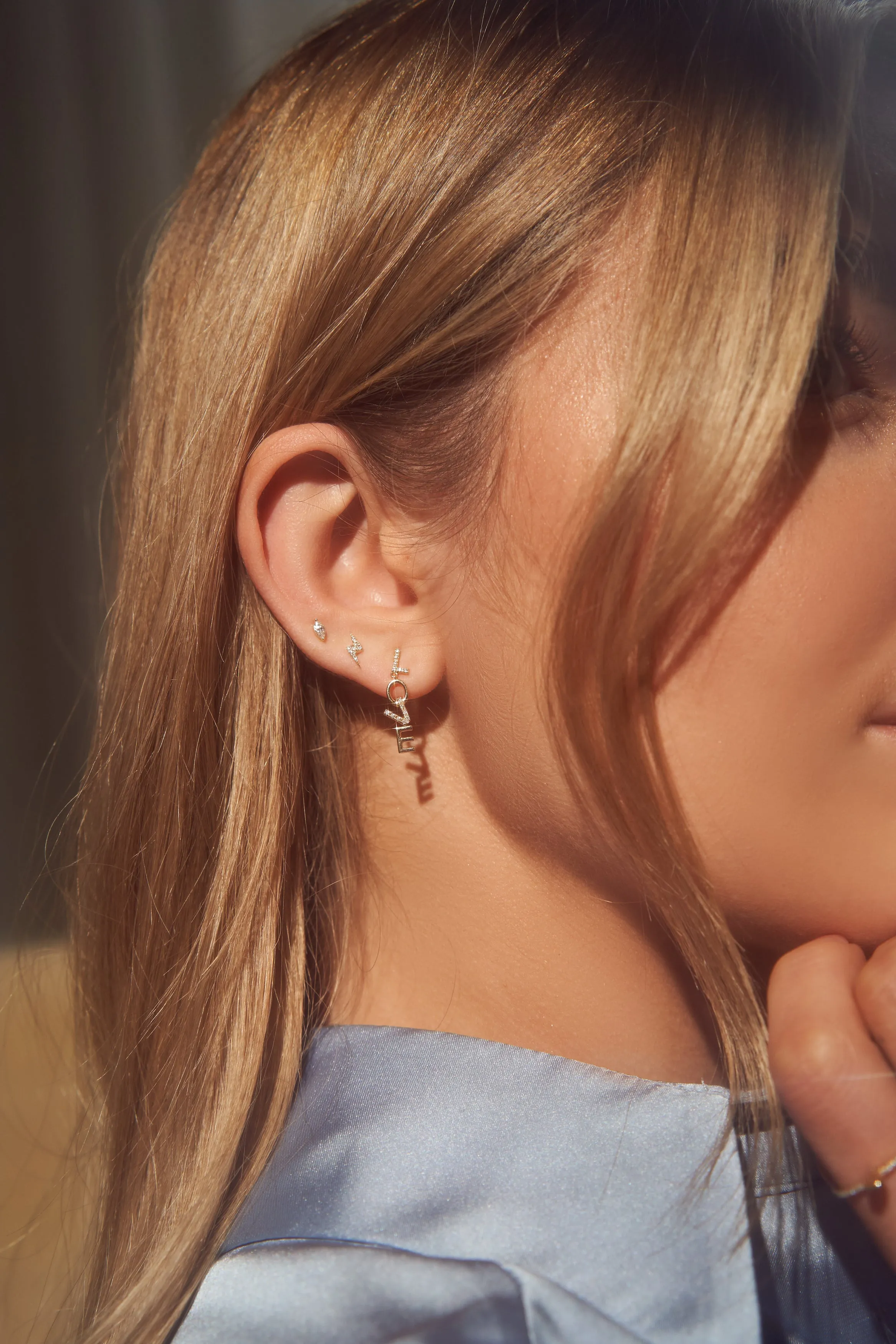 Dangling Diamond Love Studs