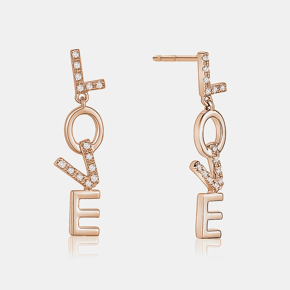 Dangling Diamond Love Studs
