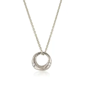 Demilune Pendant - White Gold & White Diamond
