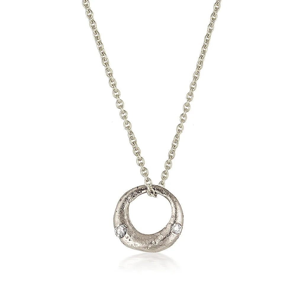 Demilune Pendant - White Gold & White Diamond