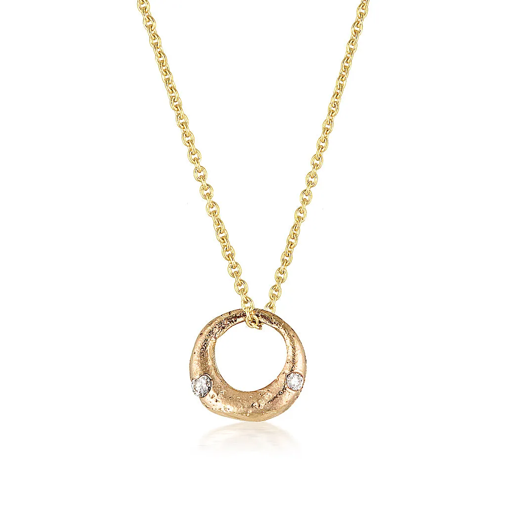 Demilune Pendant - Yellow Gold & White Diamond