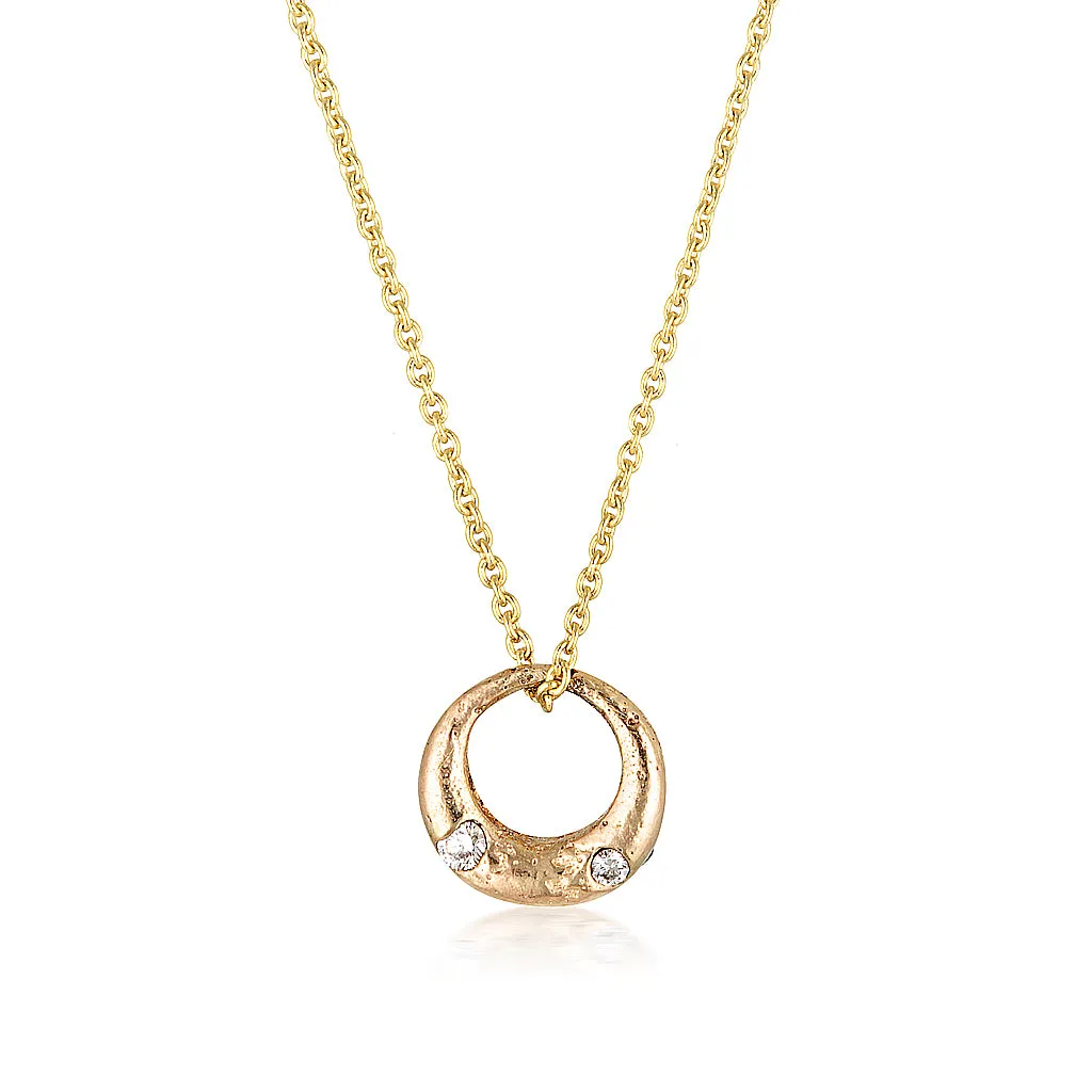Demilune Pendant - Yellow Gold & White Diamond