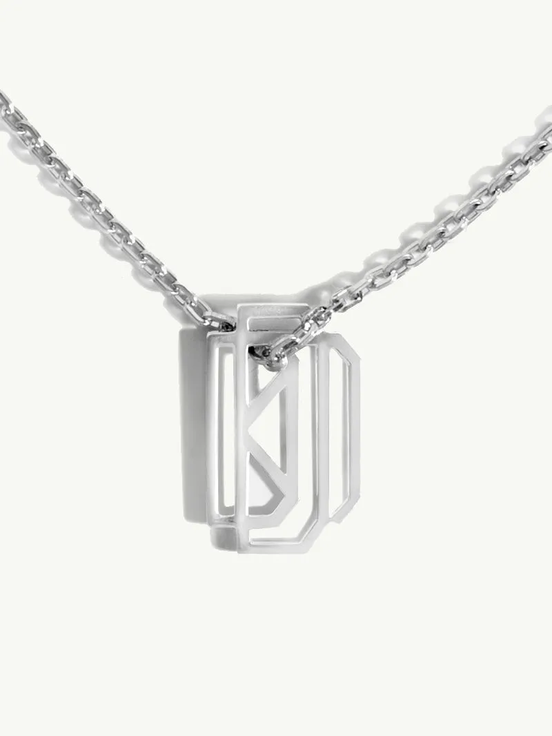 Diaboli Kill Monogram Tag Pendant In Sterling Silver