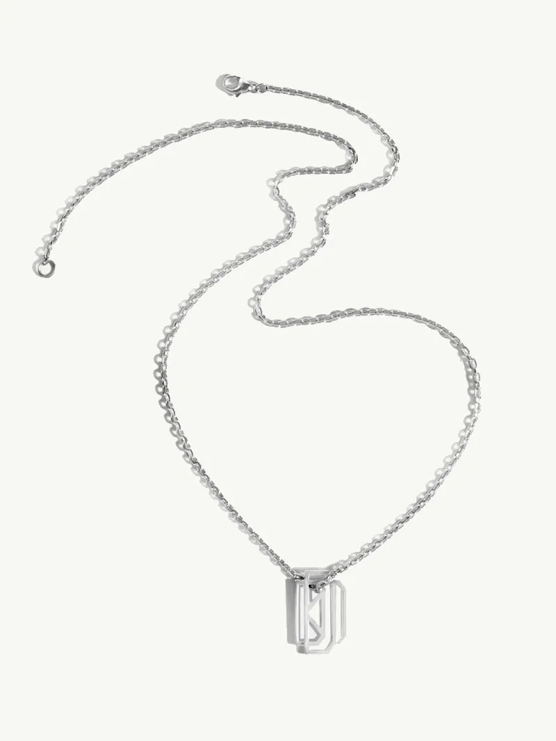 Diaboli Kill Monogram Tag Pendant In Sterling Silver