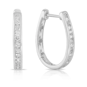 Diamond Huggie Hoop Earrings in 9ct White Gold