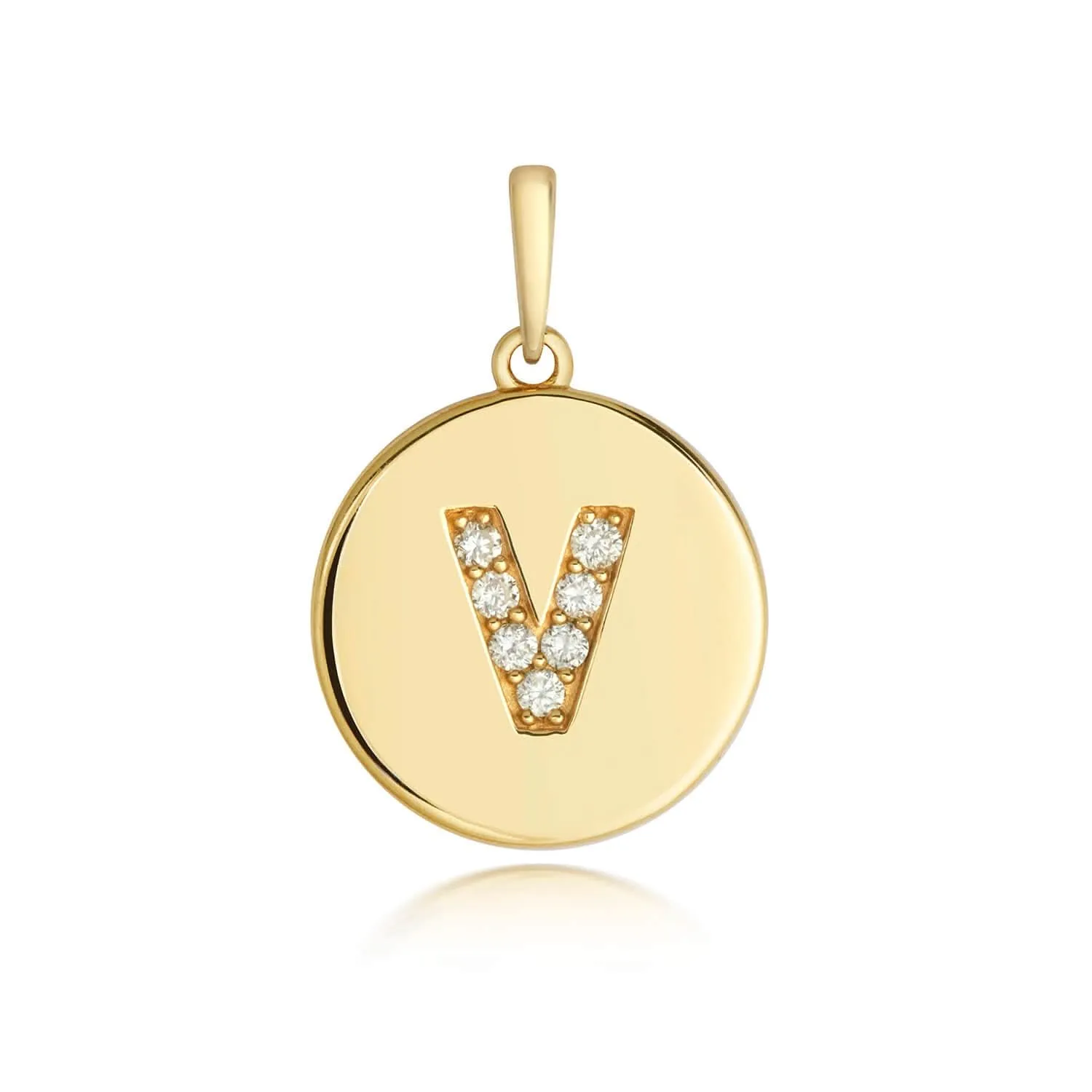 Diamond Initial Necklace | Solid Gold Disc | A to Z