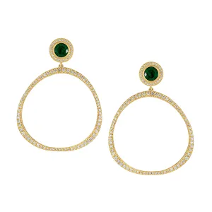 Diamond Pave Origin Hoops with Emerald and Diamond Studs