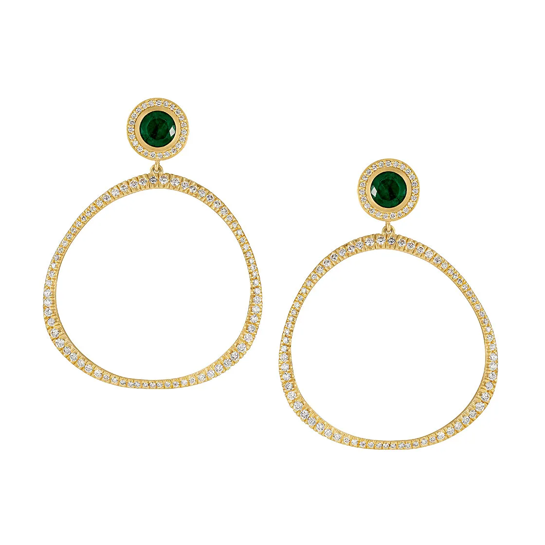 Diamond Pave Origin Hoops with Emerald and Diamond Studs