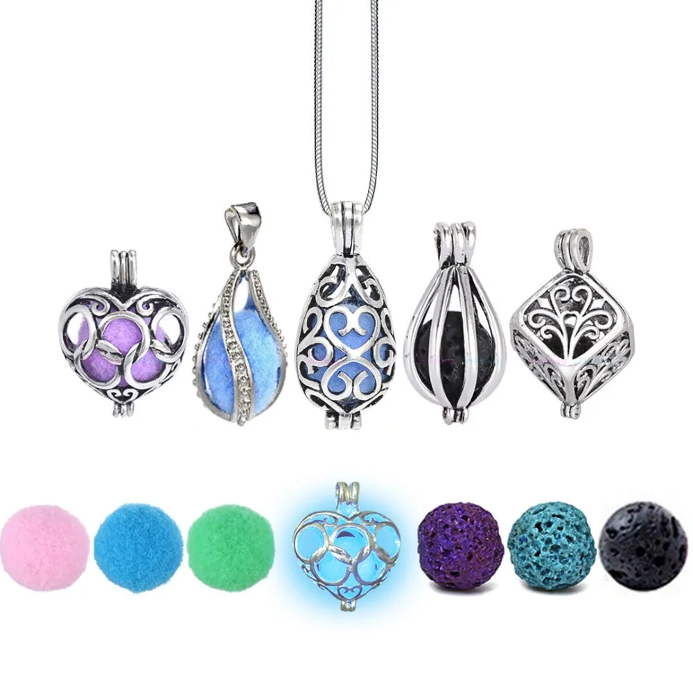 Essential Oil Diffuser Locket Necklace Simply Pretty Drop Styles, Cube and Heart