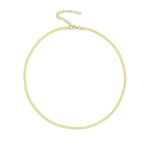 Flat Snake Chain Necklace in 18k Gold Plated Brass - The Anji Necklace