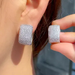 Full Bling Zircon Hoop Earrings for Women Bridal Wedding Jewelry