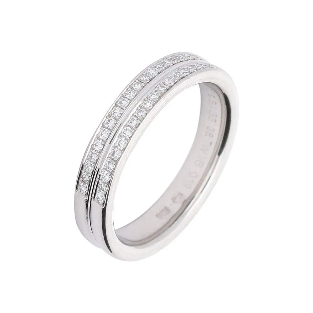 Furrer Jacot 18ct white gold 2 row TWVS 0.19ct diamond ring