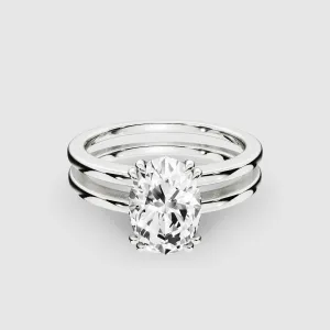 Gold Dual Shank Lab Grown Diamond Solitaire Ring-Oval