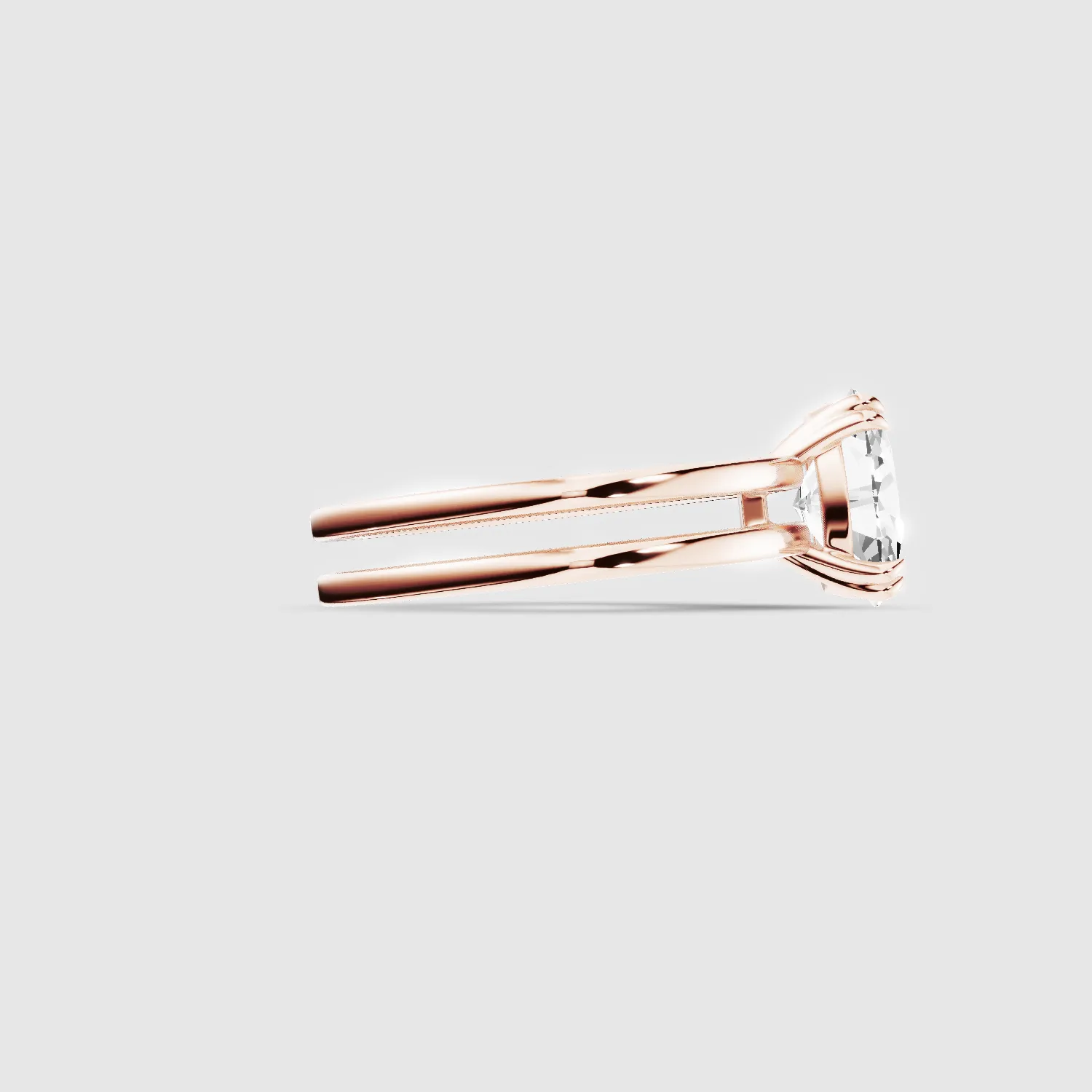 Gold Dual Shank Lab Grown Diamond Solitaire Ring-Oval